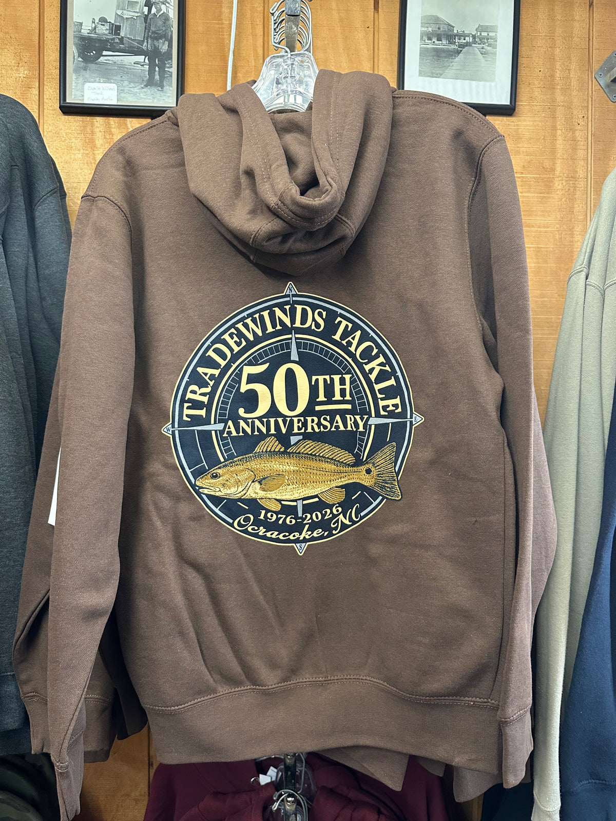 Zip Up 50th Anniversary Hoodie, Chocolate Brown